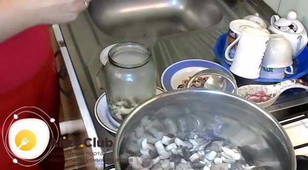 För att förbereda ostronsvamp, lägg svamparna i burkar