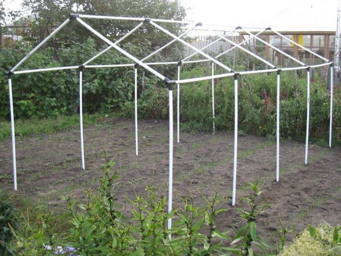 Gable greenhouses made of plastic pipes