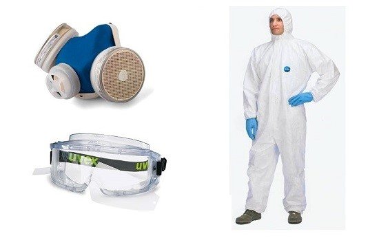 Filtering and isolating human protective equipment for greenhouse disinfection