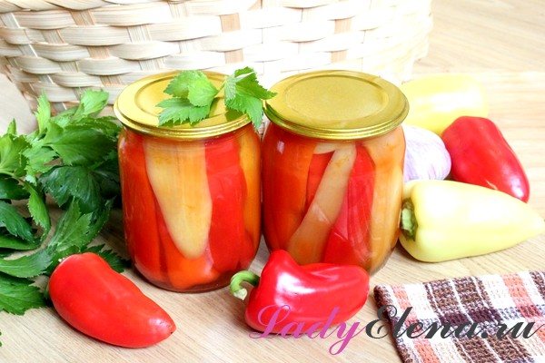 Photo recipe for sweet pepper in honey filling for the winter