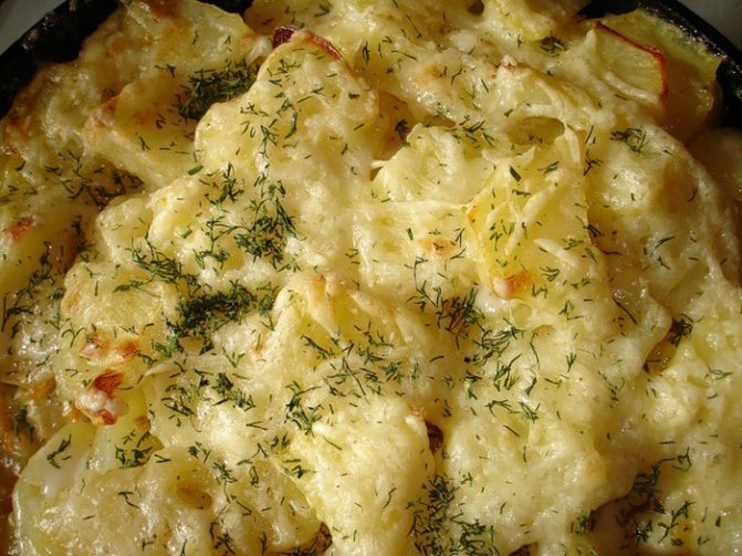 photo of frozen potato casserole with cottage cheese