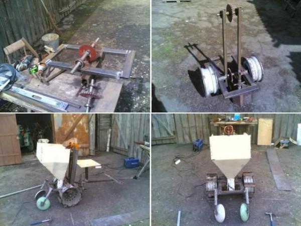 Jak si vyrobit sázeč brambor vlastními rukama pro mini traktor
