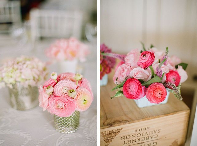 Compositions on the table from ranunculus
