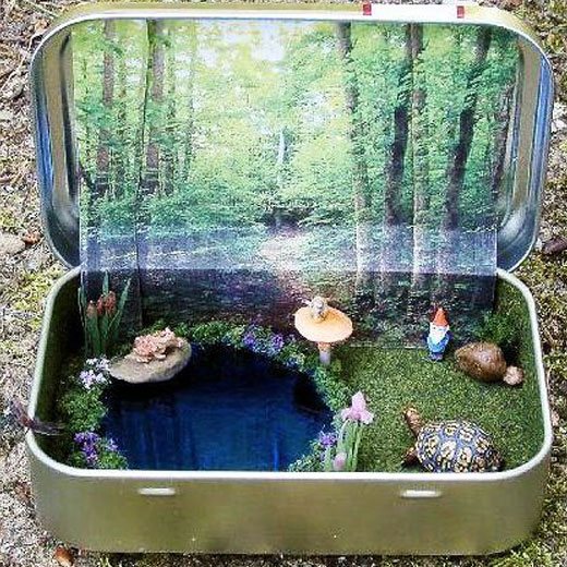 mini garden in a suitcase