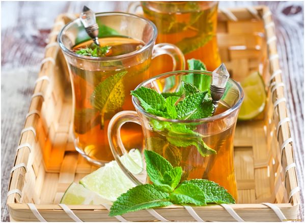 mint tea in small cups