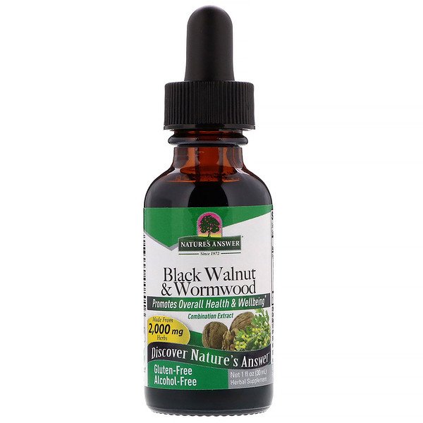 Nature's Answer, Black Walnut & Wormwood, Alkoholfri, 2000 mg, 30 ml