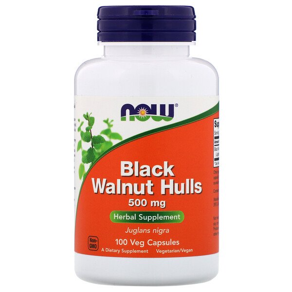 Now Foods, Black Walnut Hulls, 500 mg, 100 Kapslar