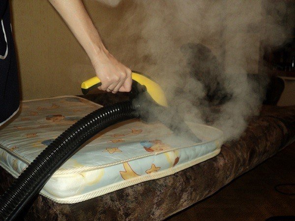Treat upholstered furniture with dry hot steam