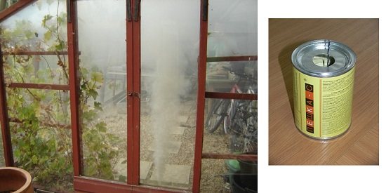 Greenhouse processing in autumn with sulfur checkers