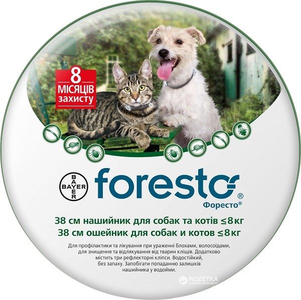 Collar of Foresto against ticks for dogs