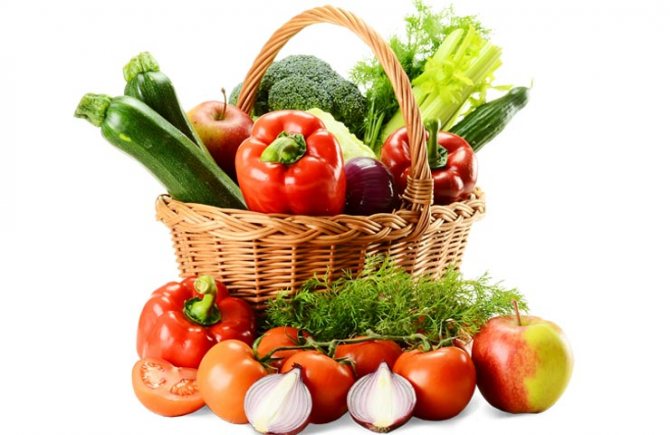 grönsaker och fruktkorg