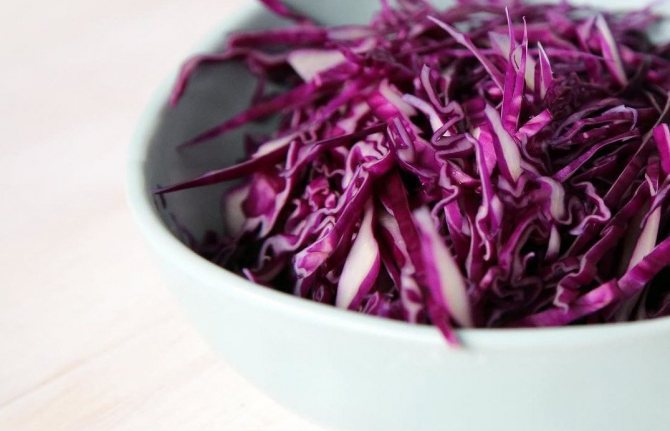 Preparing red cabbage for pickling