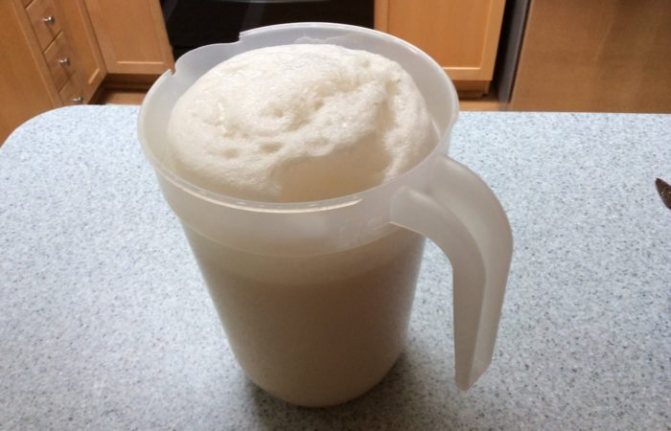 Diluted yeast in a mug