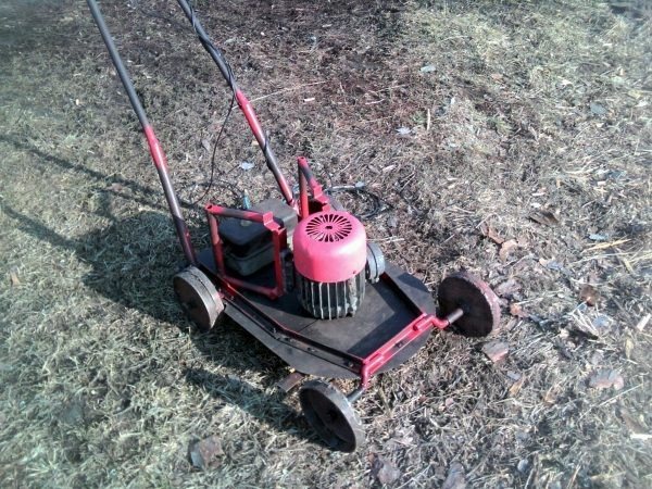 Homemade lawn mower handle