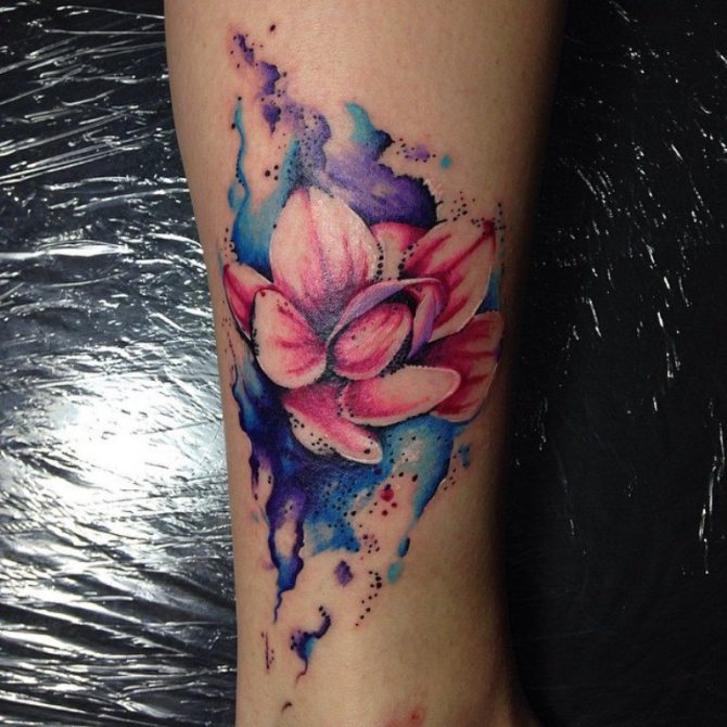 Watercolor lotus tattoo