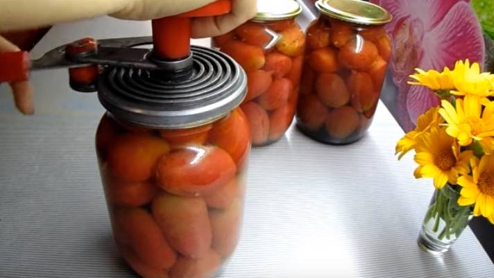 rajčata v litrových nádobách s jablečným octem